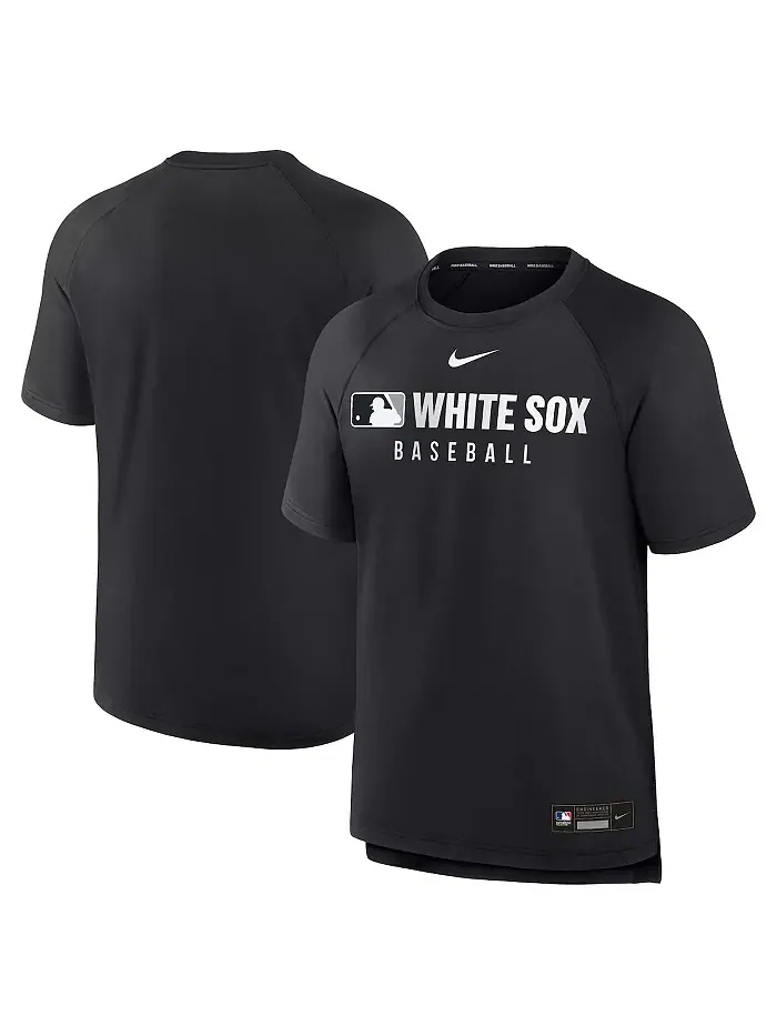 Мужская черная футболка Chicago White Sox Authentic Collection Pregame Raglan Performance Nike — изображение 1 из 3