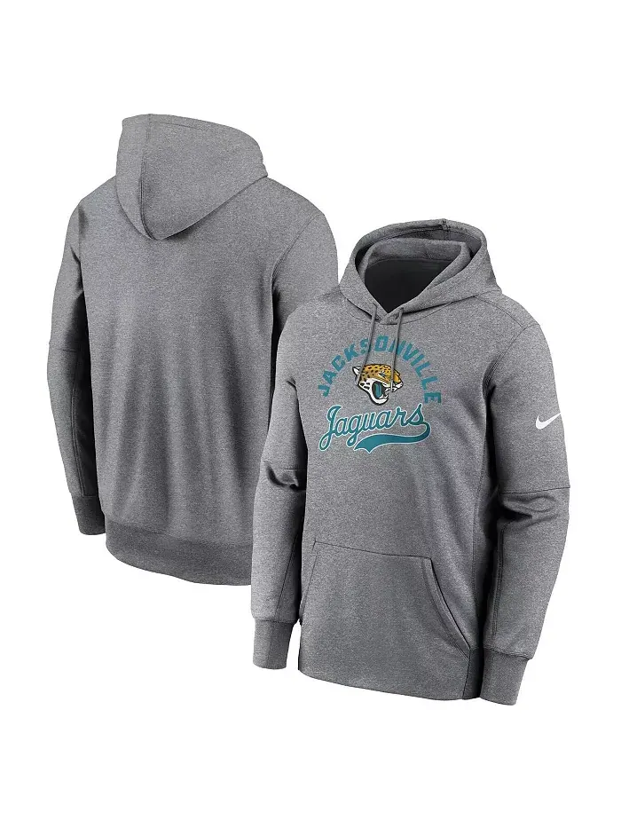 Мужская толстовка с капюшоном Jacksonville Jaguars из флиса Heather Gray для активного отдыха Nike — изображение 1 из 3