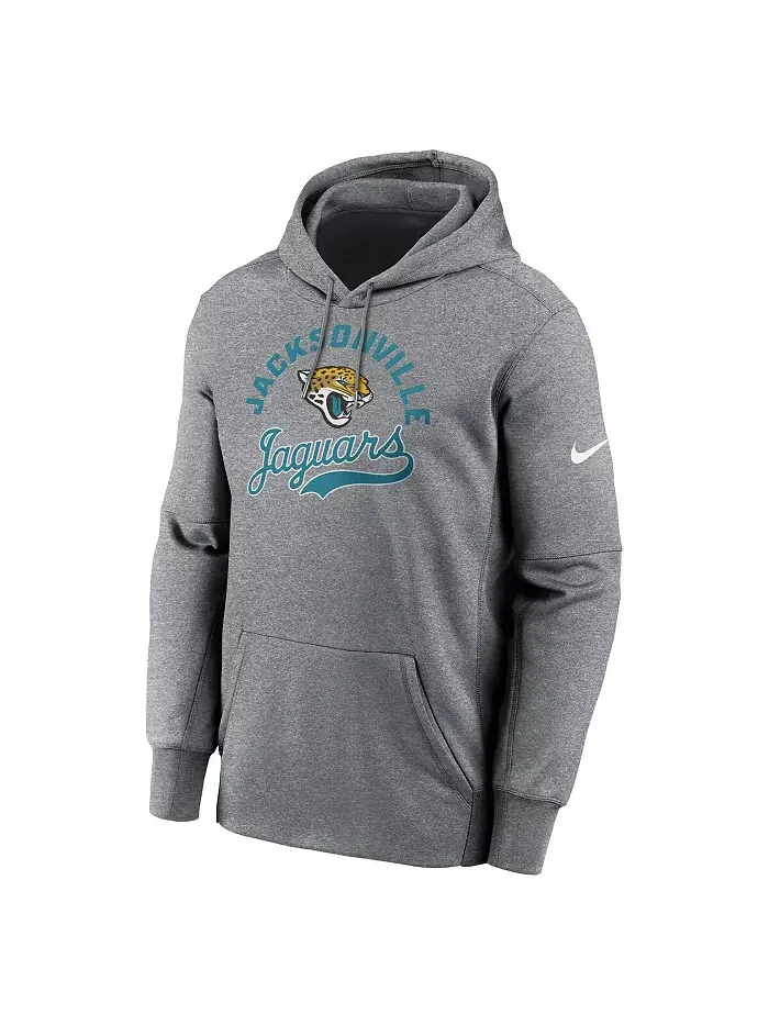 Мужская толстовка с капюшоном Jacksonville Jaguars из флиса Heather Gray для активного отдыха Nike — изображение 2 из 3