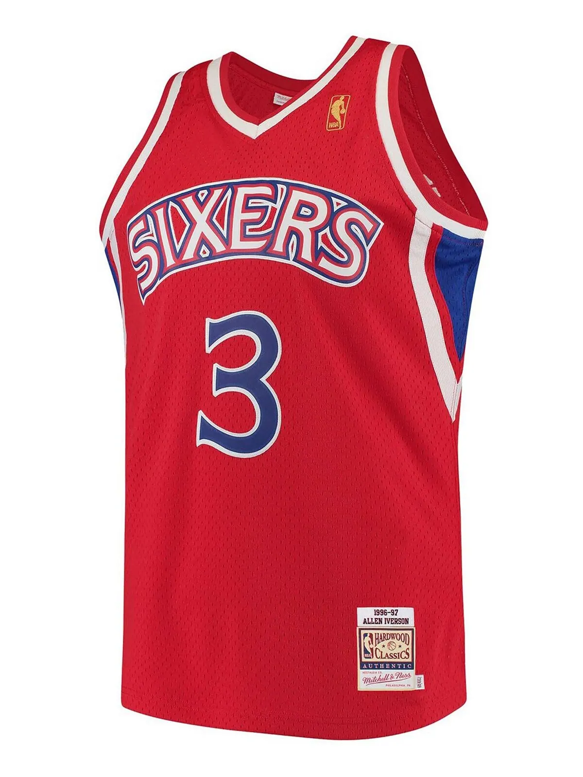 Мужская футболка allen iverson red philadelphia 76ers hardwood classics authentic jersey Mitchell & — изображение 2 из 3