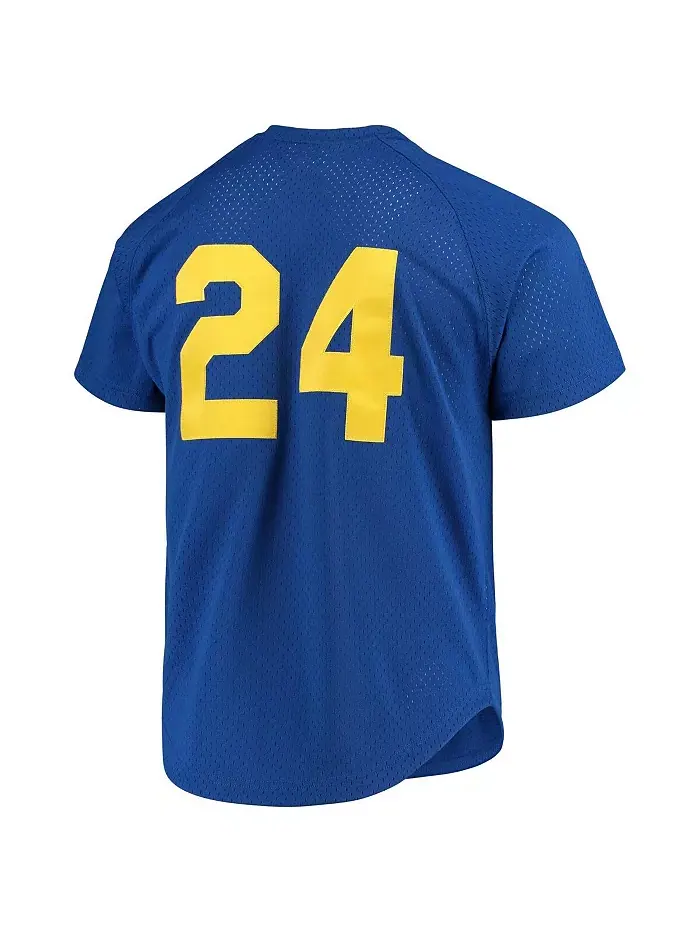Мужская тренировочная бейсбольная майка Seattle Mariners Cooperstown с сеткой Ken Griffey Jr. Royal — изображение 3 из 3