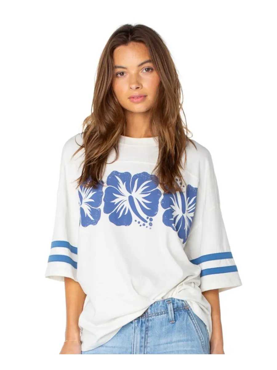 Футболка оверсайз с принтом Game Day Oversized Roxy, Cloud Dancer Flower Block — изображение 1 из 4