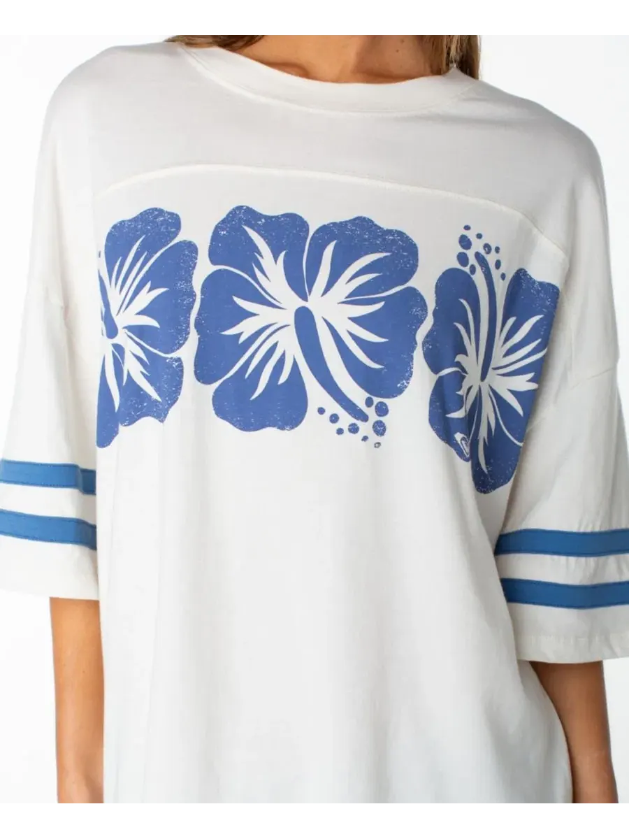 Футболка оверсайз с принтом Game Day Oversized Roxy, Cloud Dancer Flower Block — изображение 3 из 4