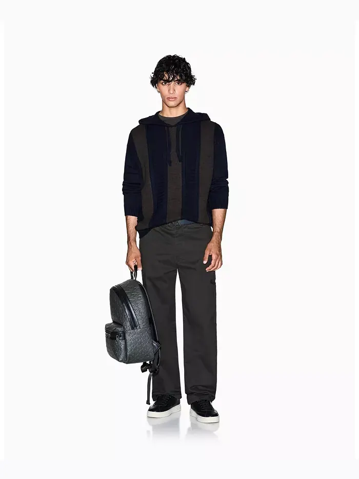 Мужской шерстяной свитер с капюшоном в стиле колор-блок A|X Armani Exchange — изображение 2 из 5