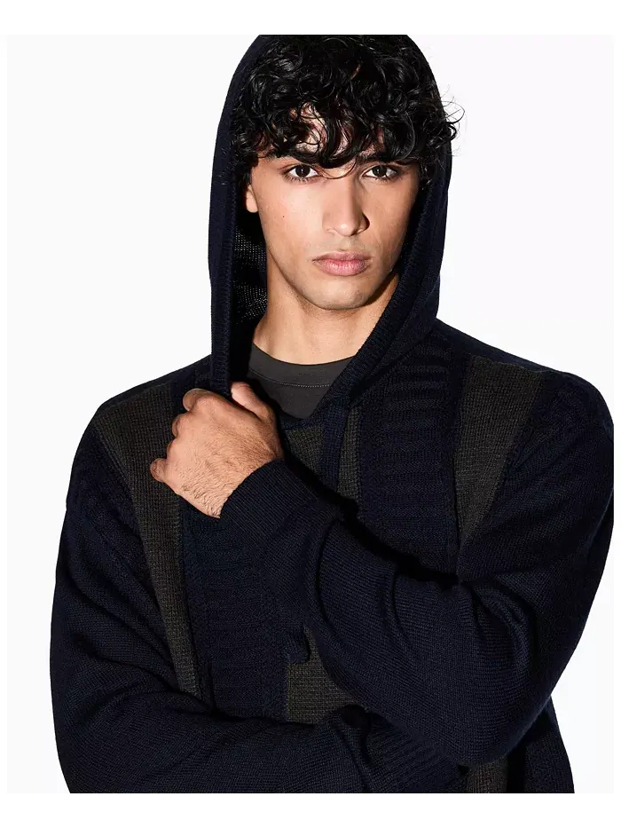 Мужской шерстяной свитер с капюшоном в стиле колор-блок A|X Armani Exchange — изображение 3 из 5