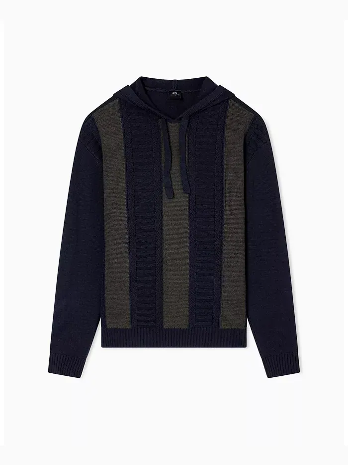 Мужской шерстяной свитер с капюшоном в стиле колор-блок A|X Armani Exchange — изображение 5 из 5