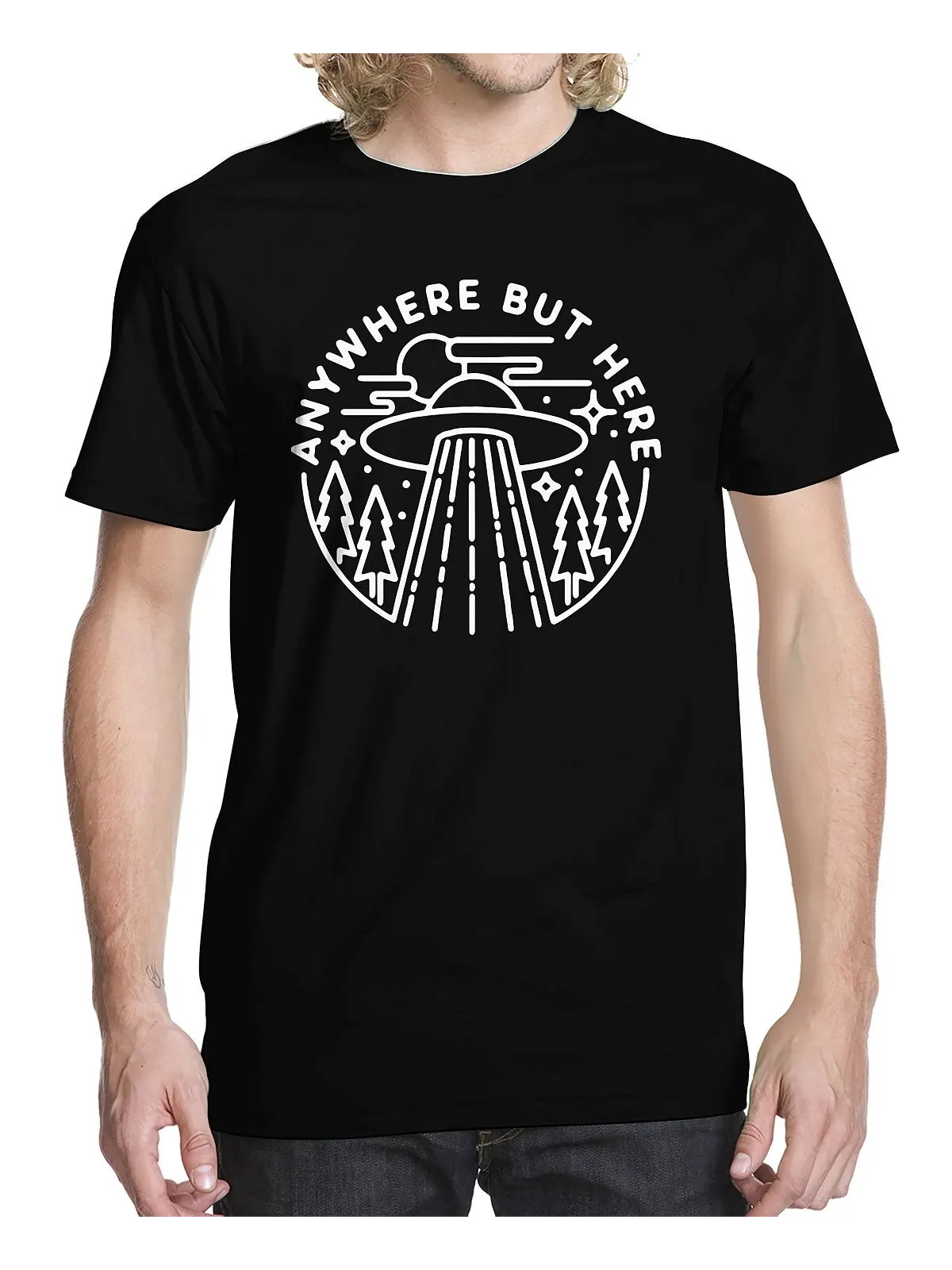 Мужская футболка с рисунком anywhere but here Buzz Shirts