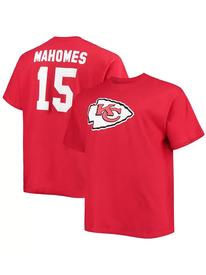 Мужская футболка с именем и номером игрока Patrick Mahomes Kansas City Chiefs, красная, больших — изображение 1 из 3