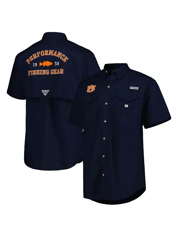 Мужская голубая рубашка на пуговицах Auburn Tigers Bonehead Columbia — изображение 1 из 2