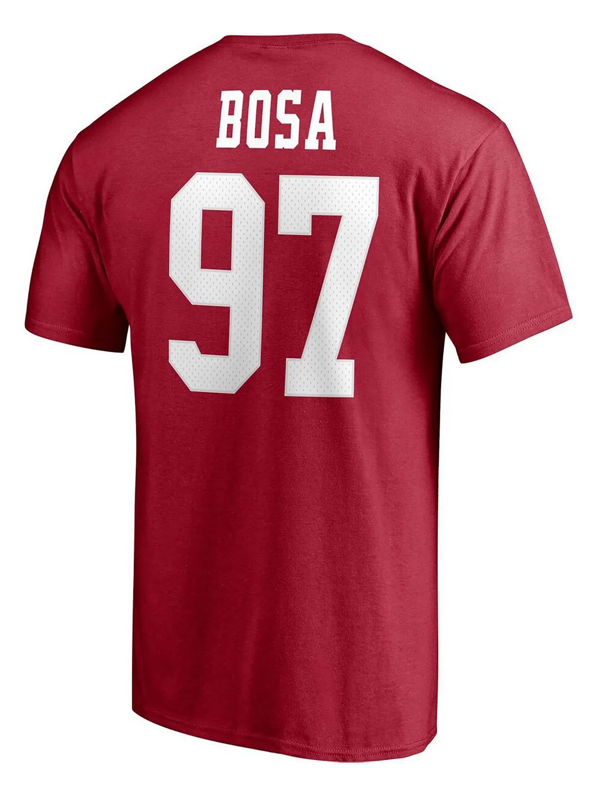 Мужская футболка Nick Bosa Scarlet San Francisco 49ers со значком игрока, именем и номером Fanatics — изображение 3 из 3