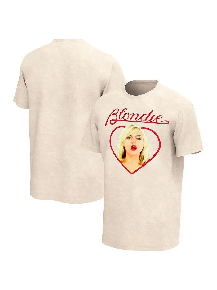Мужская светло-коричневая футболка с рисунком Blondie Heart Washed Philcos — изображение 1 из 3, бежевый