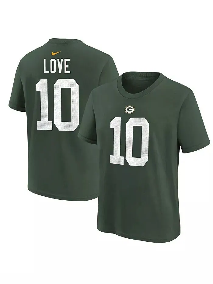 Футболка Big Boys Jordan Love Green с именем и номером игрока Green Bay Packers Nike — изображение 1 из 3