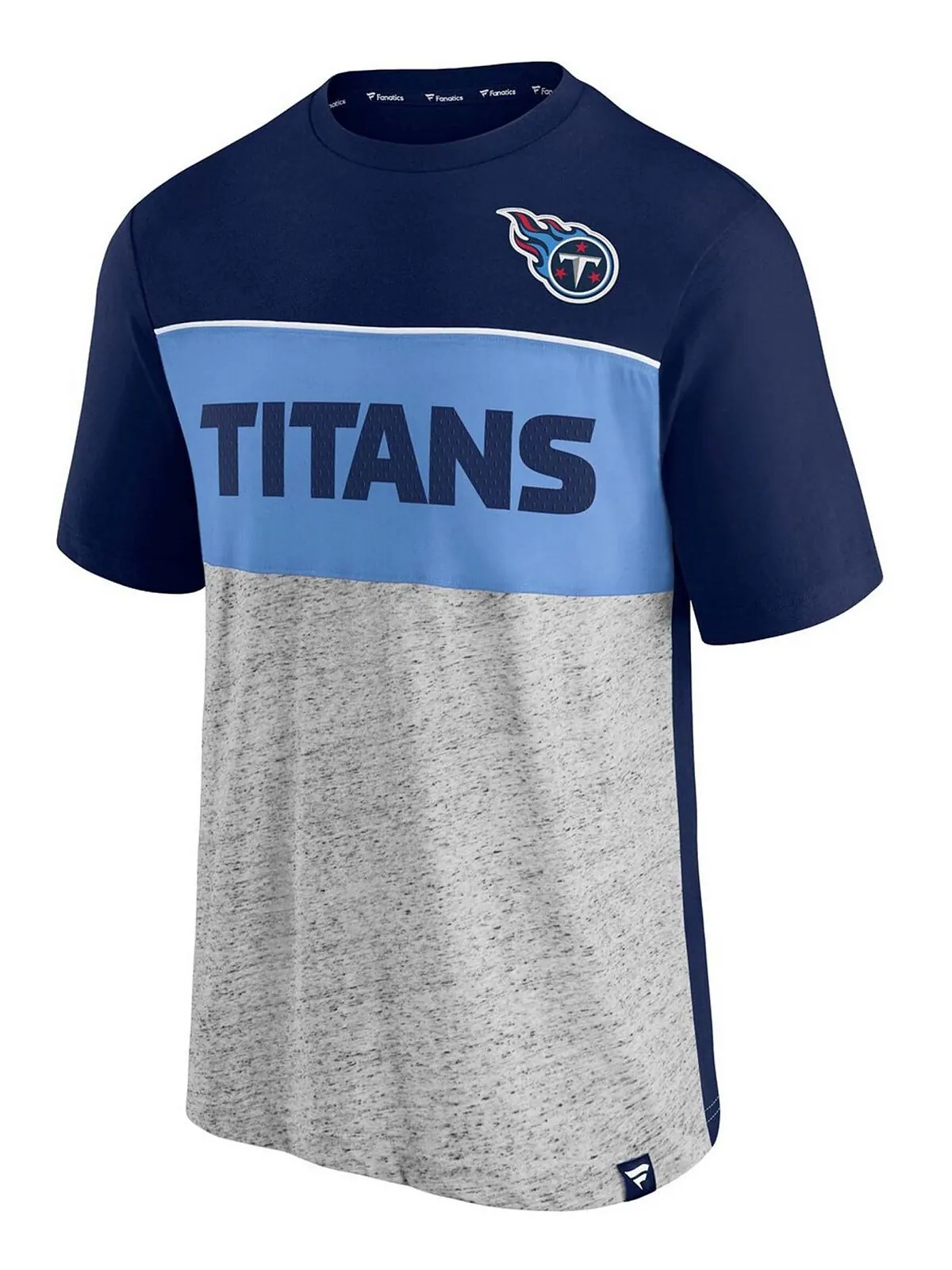 Мужская темно-синяя и меланжевая серая футболка tennessee titans с цветными блоками Fanatics — изображение 2 из 3