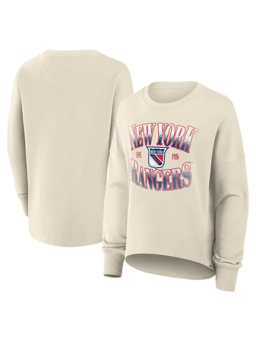 Fanatics Женская кремовая толстовка-пуловер New York Rangers в винтажном стиле с принтом в виде — изображение 1 из 3, бежевый