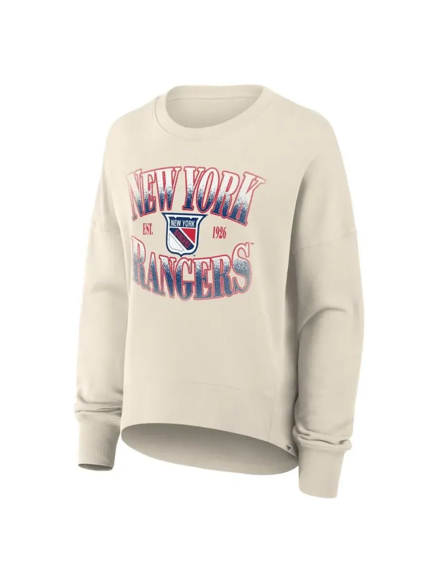 Fanatics Женская кремовая толстовка-пуловер New York Rangers в винтажном стиле с принтом в виде — изображение 2 из 3, бежевый