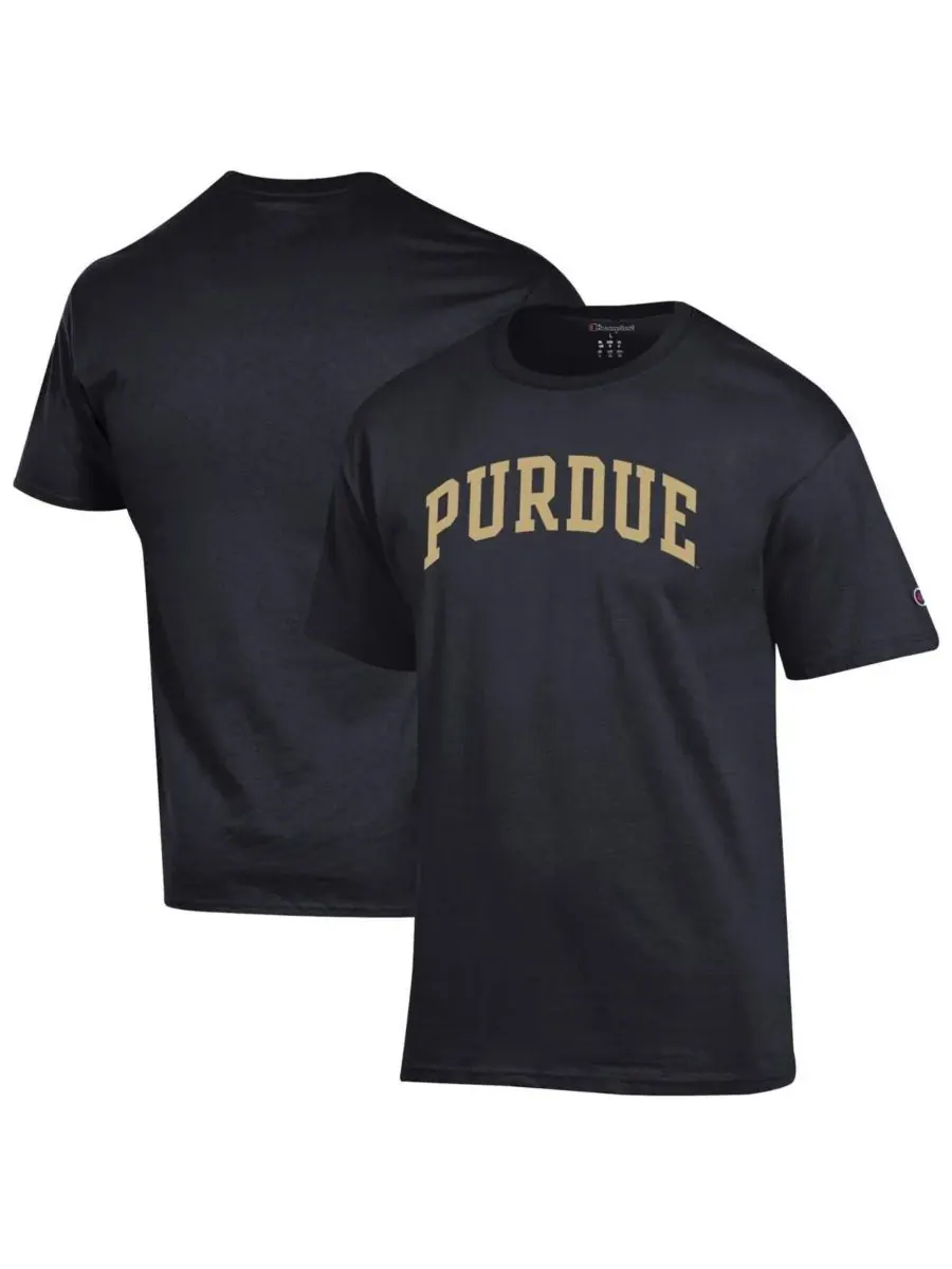Champion Мужская черная базовая футболка Purdue Boilermakers с аркой — изображение 1 из 3, черный