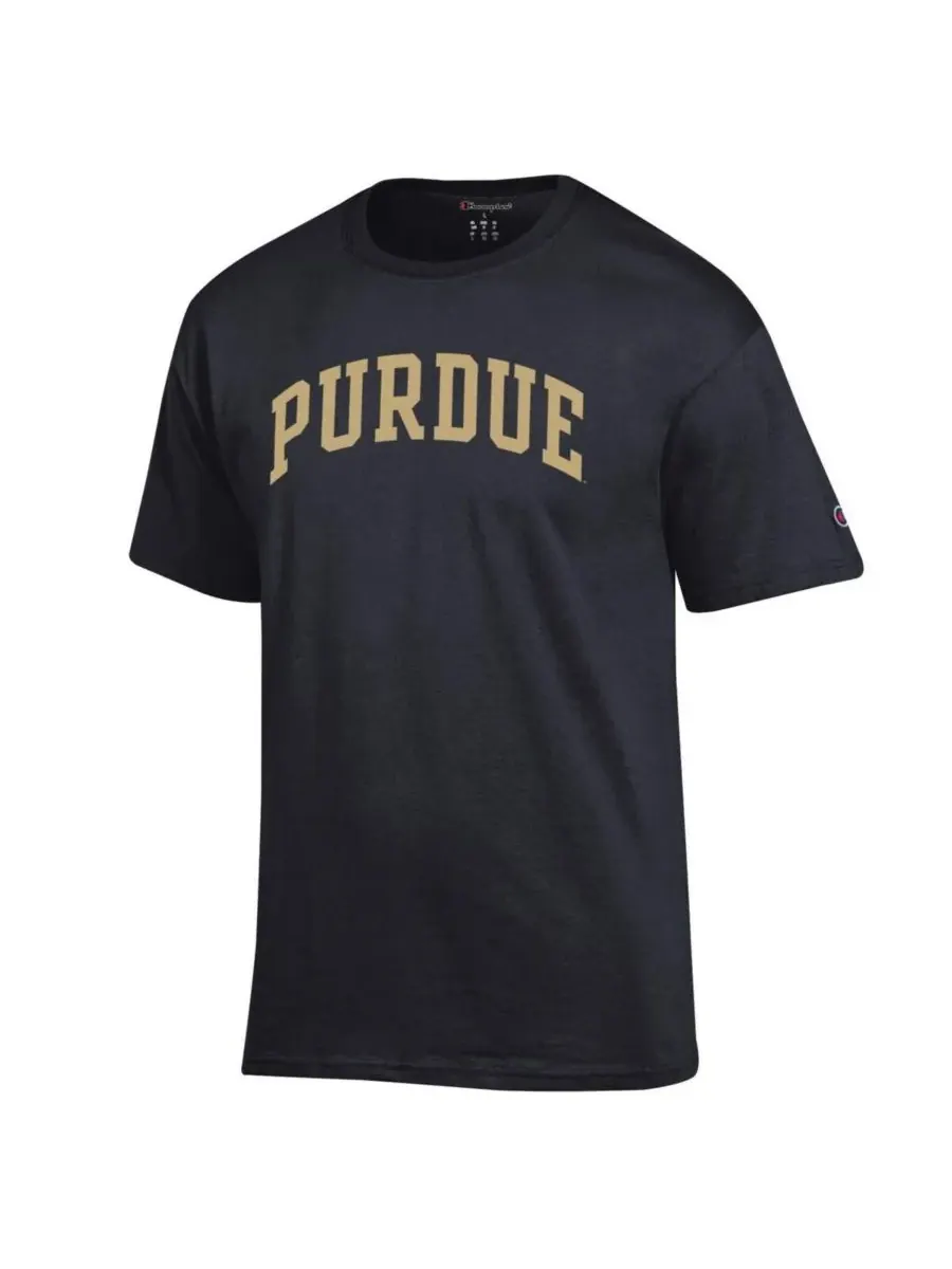 Champion Мужская черная базовая футболка Purdue Boilermakers с аркой — изображение 3 из 3, черный