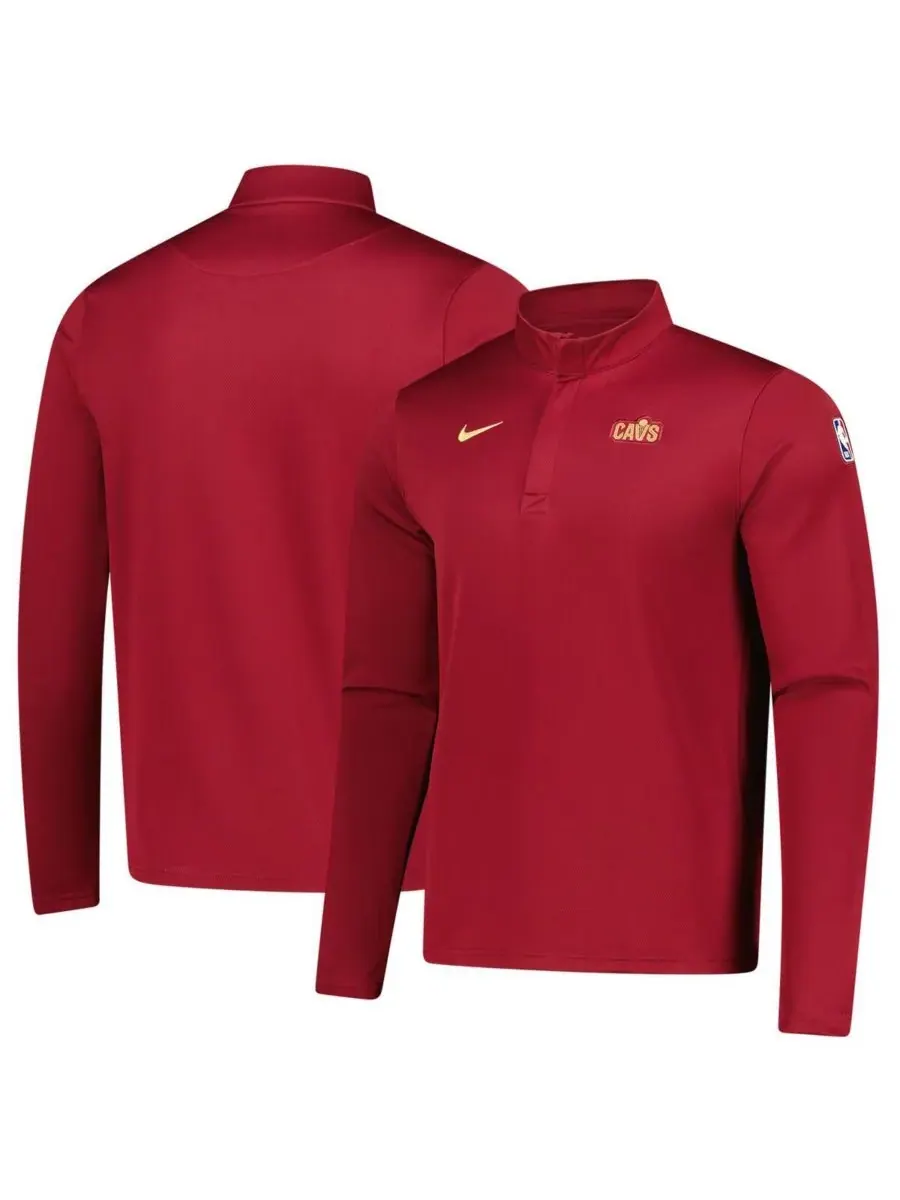 Мужская винная толстовка Cleveland Cavaliers 2025/26 Authentic Coaches Quarter-Zip Dri-Fit Nike — изображение 1 из 3, красный