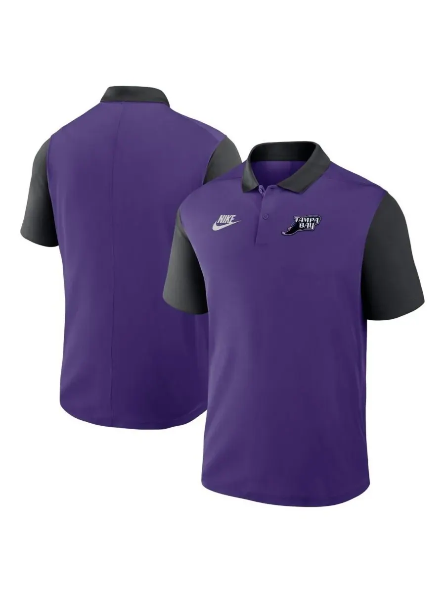 Nike Мужская фиолетово-черная поло-рубашка Tampa Bay Rays Cooperstown Collection Color-Block — изображение 1 из 3