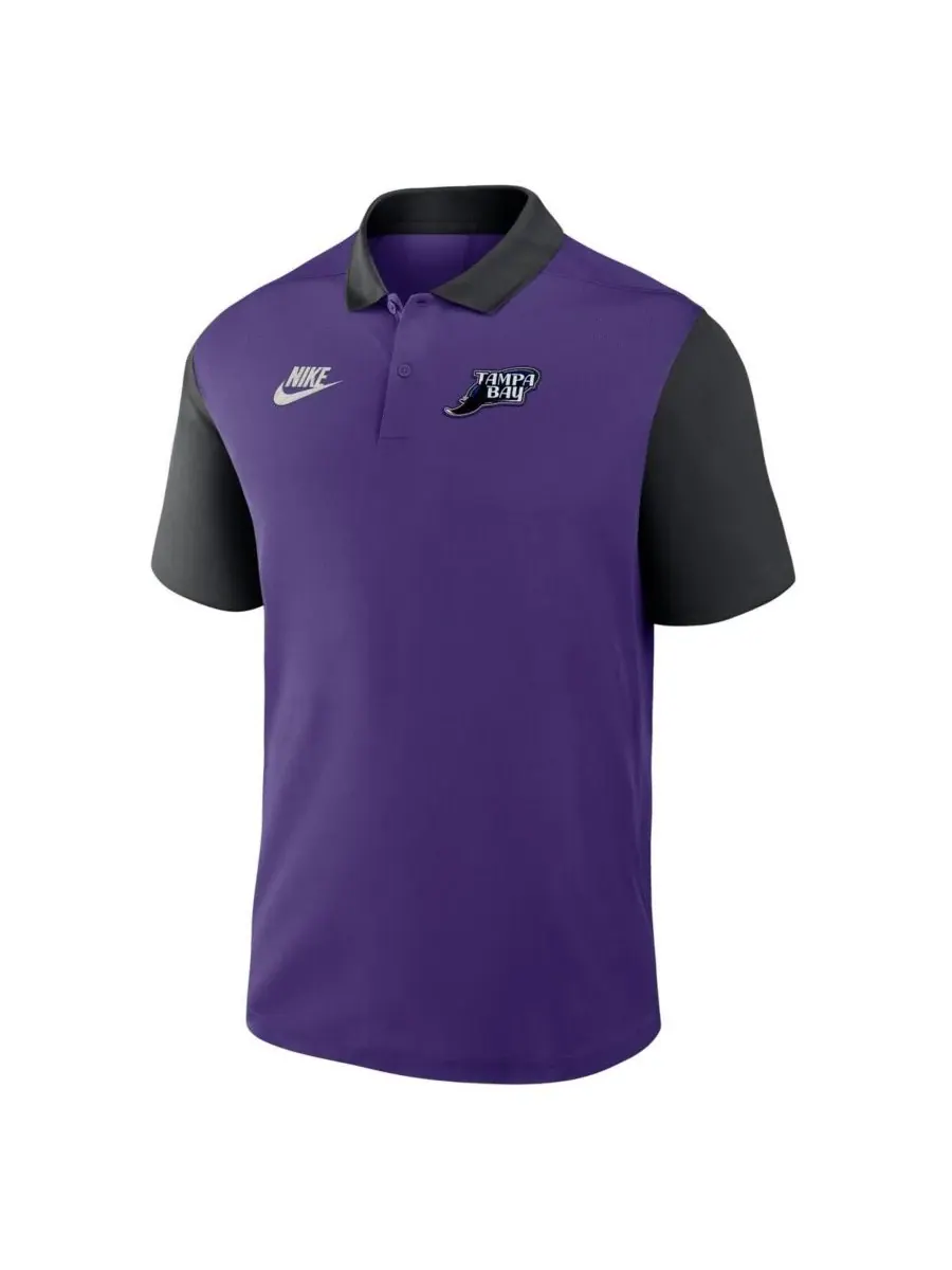 Nike Мужская фиолетово-черная поло-рубашка Tampa Bay Rays Cooperstown Collection Color-Block — изображение 2 из 3