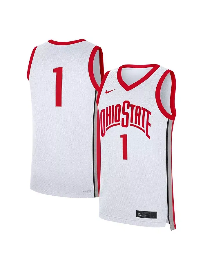 Мужская реплика домашней футболки Ohio State Buckeyes №1 белого цвета Nike — изображение 1 из 3