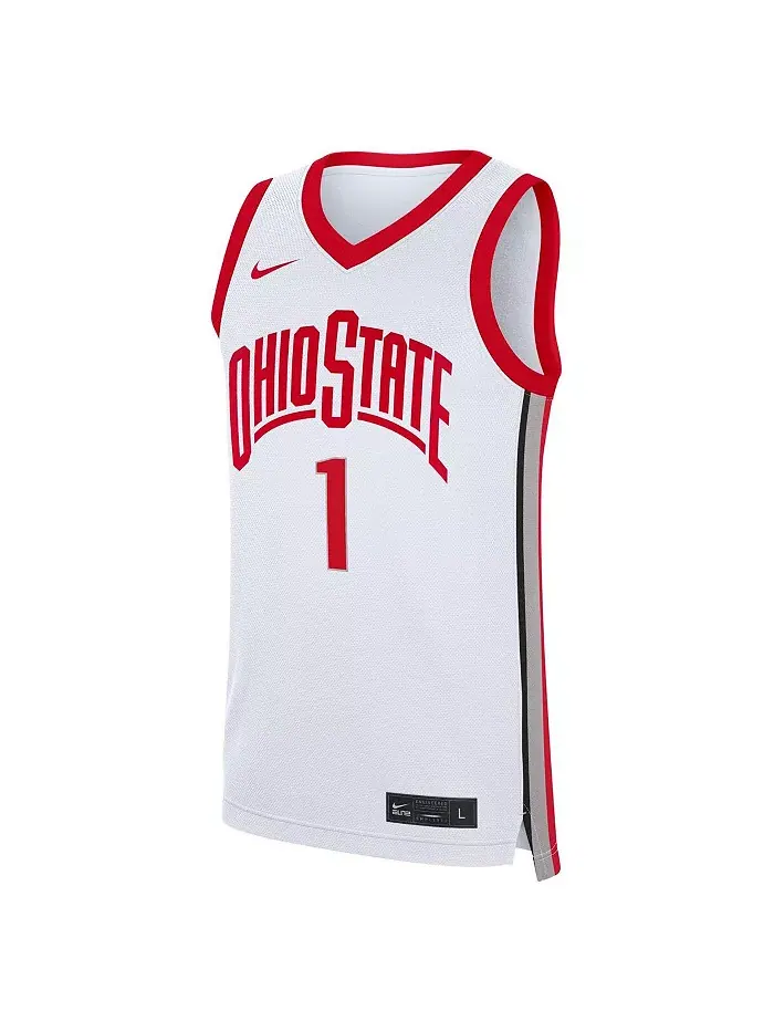 Мужская реплика домашней футболки Ohio State Buckeyes №1 белого цвета Nike — изображение 2 из 3