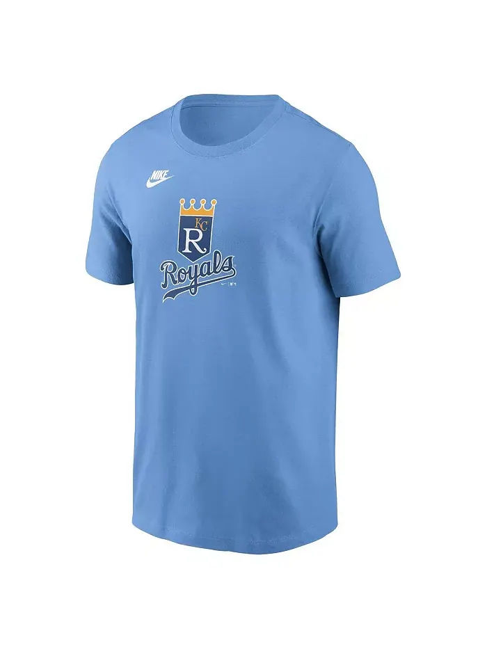 Мужская футболка Kansas City Royals Cooperstown Collection с логотипом команды в светло-голубом — изображение 2 из 3