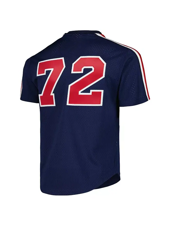 Мужская тренировочная бейсбольная майка Mitchell Ness Carlton Fisk в синем цвете Chicago White Sox — изображение 2 из 3