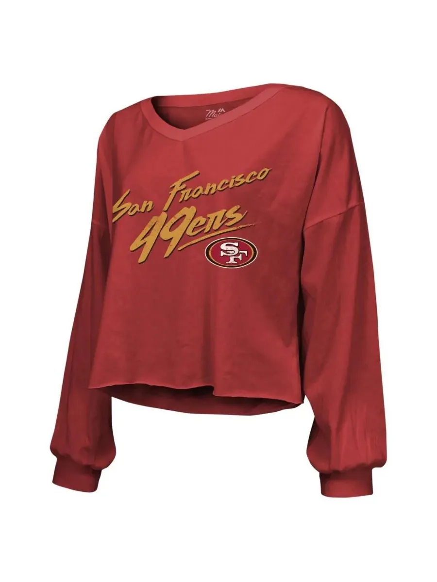 Женская футболка Threads Brock Purdy Scarlet Distressed San Francisco 49ers с надписью "Имя и — изображение 2 из 3, алый