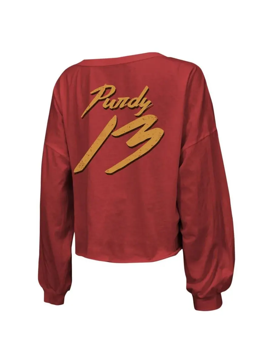 Женская футболка Threads Brock Purdy Scarlet Distressed San Francisco 49ers с надписью "Имя и — изображение 3 из 3, алый