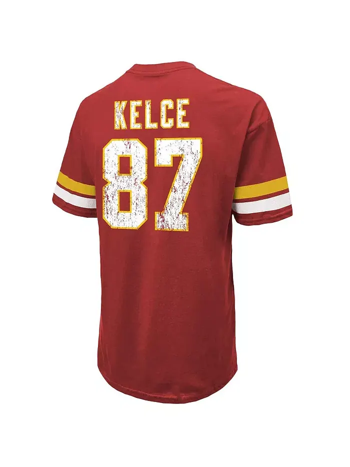 Мужская футболка Threads Travis Kelce с принтом имени и номера в красном дистресс-стиле Kansas City — изображение 3 из 3