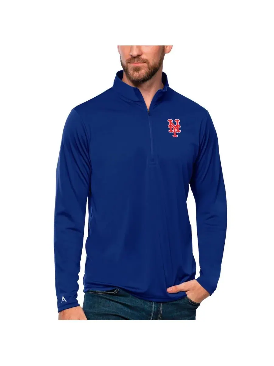 Мужская королевская толстовка на молнии с принтом "New York Mets Tribute" Antigua — изображение 1 из 1, королевский