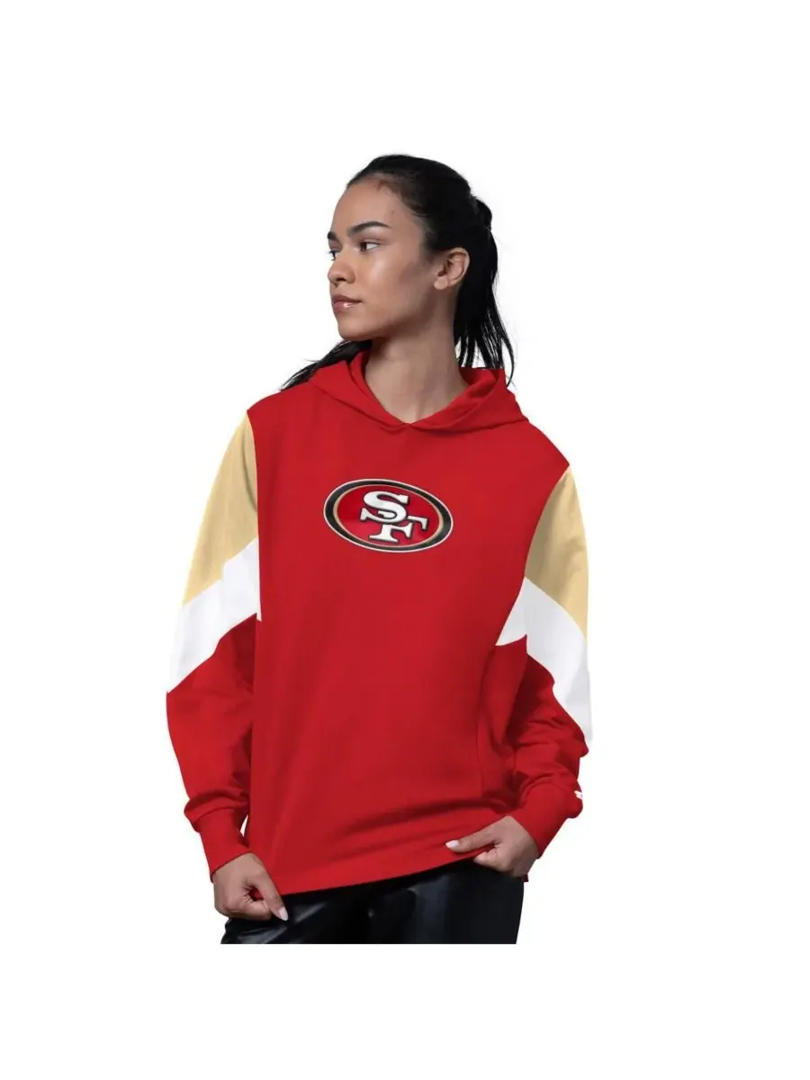 Женская алая толстовка с капюшоном San Francisco 49ers для тренировочных игр Starter — изображение 1 из 2, золотистый