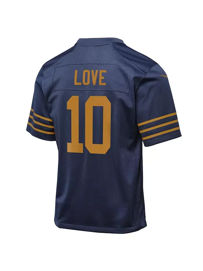 Большие мальчики и девочки Jordan Love Navy Green Bay Packers Классическая игровая майка 1923 года — изображение 3 из 3
