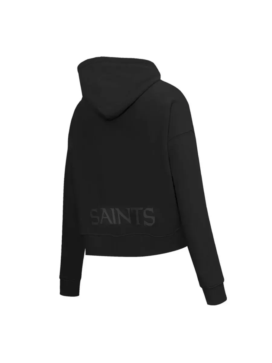 Pro Standard Женская черная укороченная толстовка с капюшоном New Orleans Saints с украшениями — изображение 3 из 5, черный