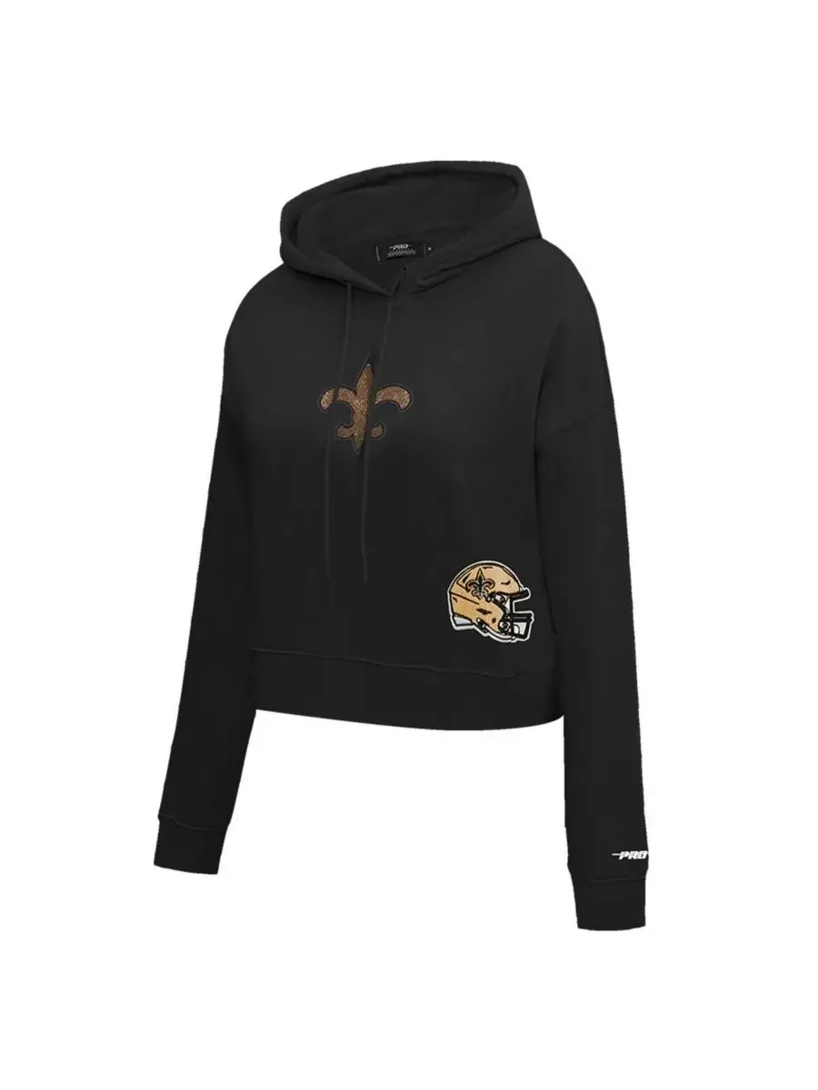 Pro Standard Женская черная укороченная толстовка с капюшоном New Orleans Saints с украшениями — изображение 5 из 5, черный