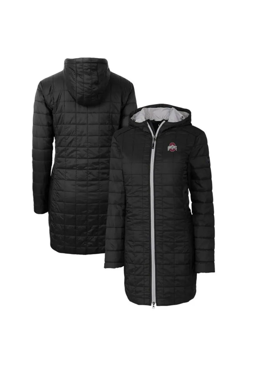 Cutter & Buck Женское черное длинное пальто с капюшоном Ohio State Buckeyes Rainier PrimaLoft — изображение 1 из 3, черный