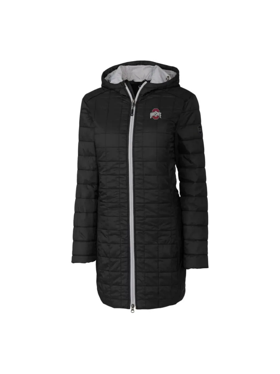 Cutter & Buck Женское черное длинное пальто с капюшоном Ohio State Buckeyes Rainier PrimaLoft — изображение 2 из 3, черный