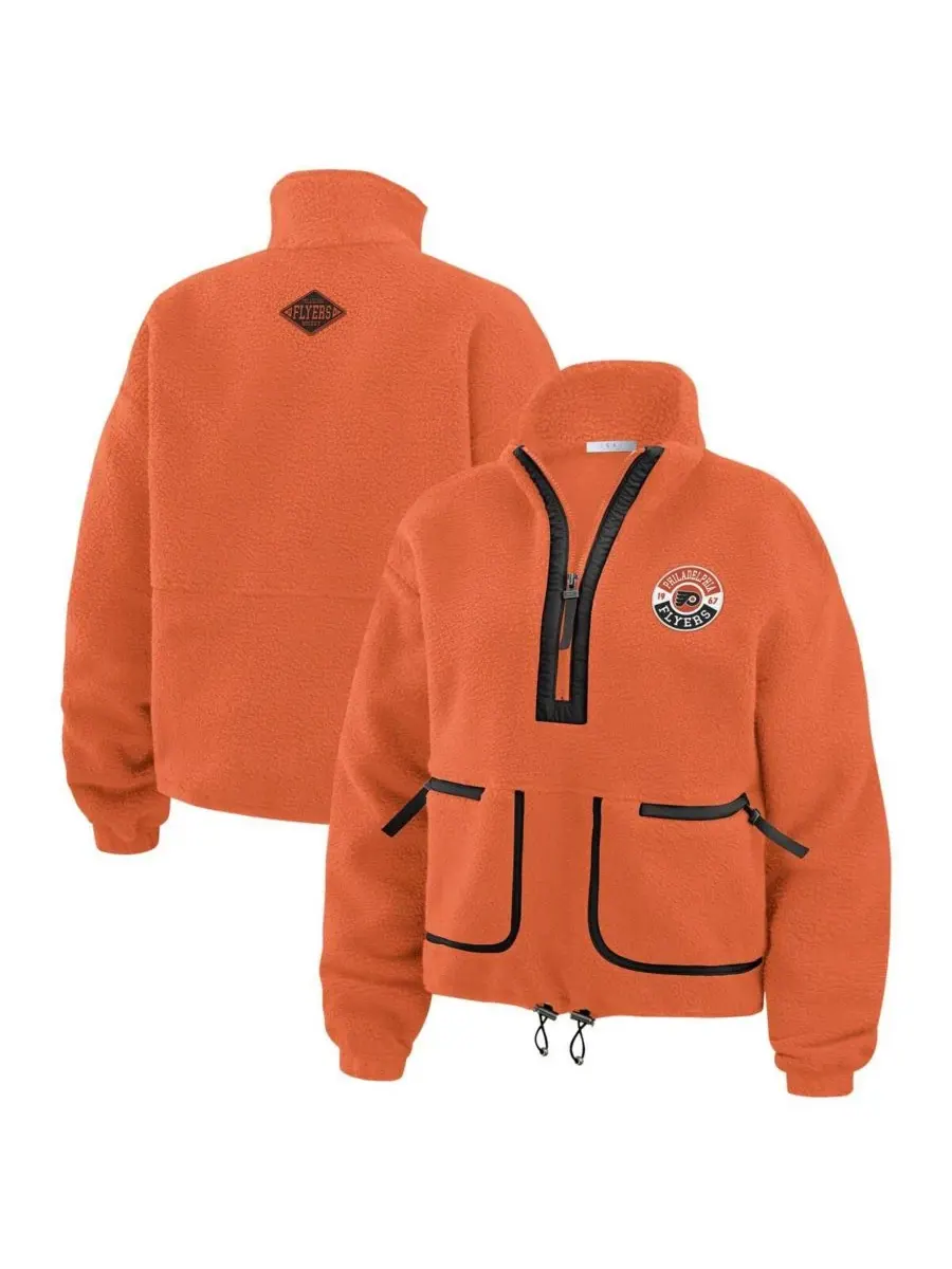 WEAR by Erin Andrews Женская оранжевая флисовая куртка Philadelphia Flyers с застежкой-молнией до — изображение 1 из 3