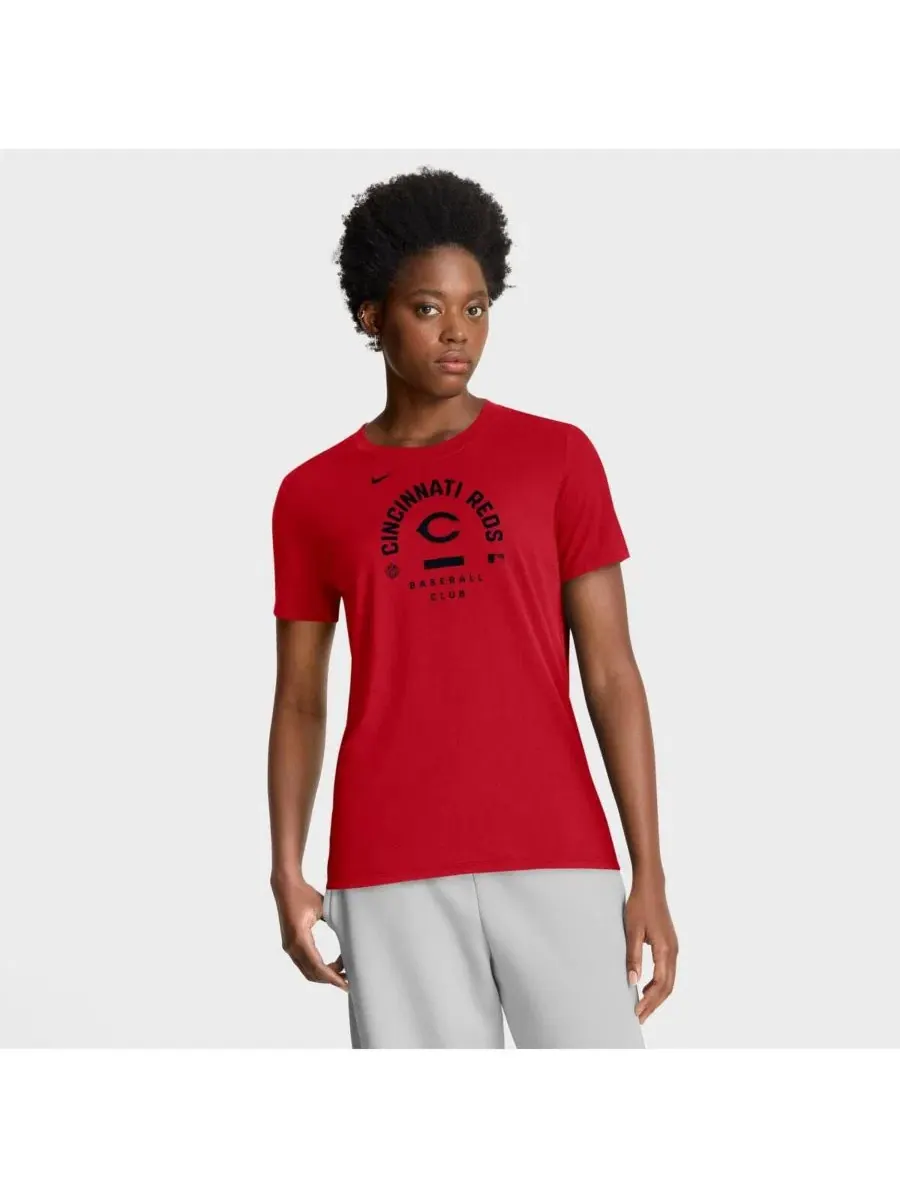 Женская красная футболка Cincinnati Reds из аутентичной коллекции Early Work Tri-Blend Dri-FIT Nike — изображение 1 из 4
