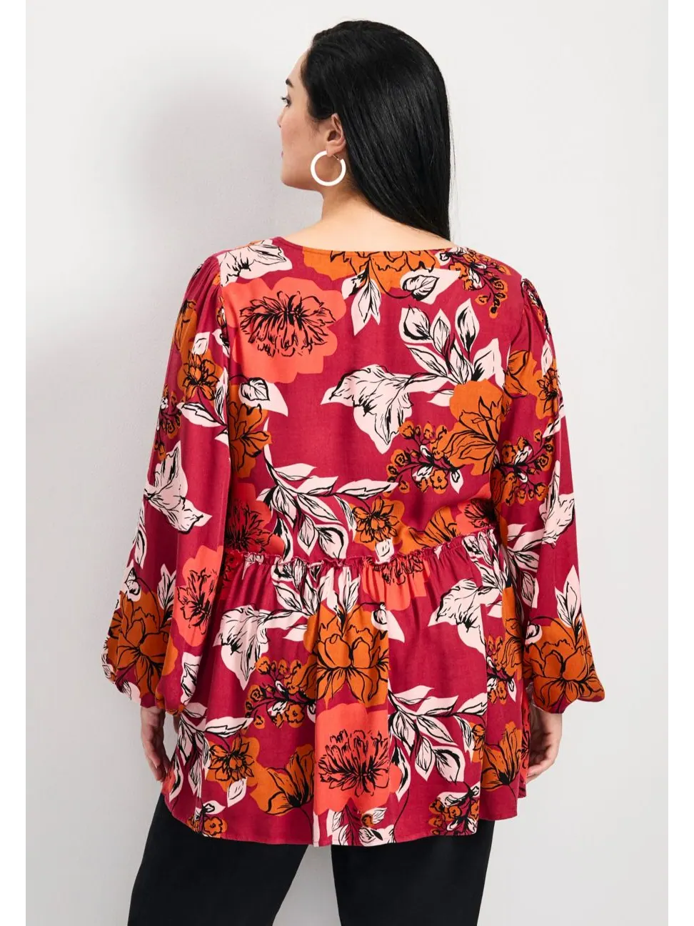 Женская туника Harley больших размеров AVENUE, Berry sketch floral — изображение 3 из 3