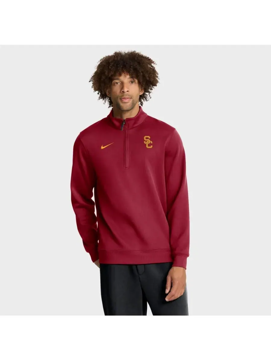 Мужская толстовка Cardinal USC Trojans 2025 Coaches Premium Dri-FIT с половинной молнией Nike — изображение 1 из 5, красный