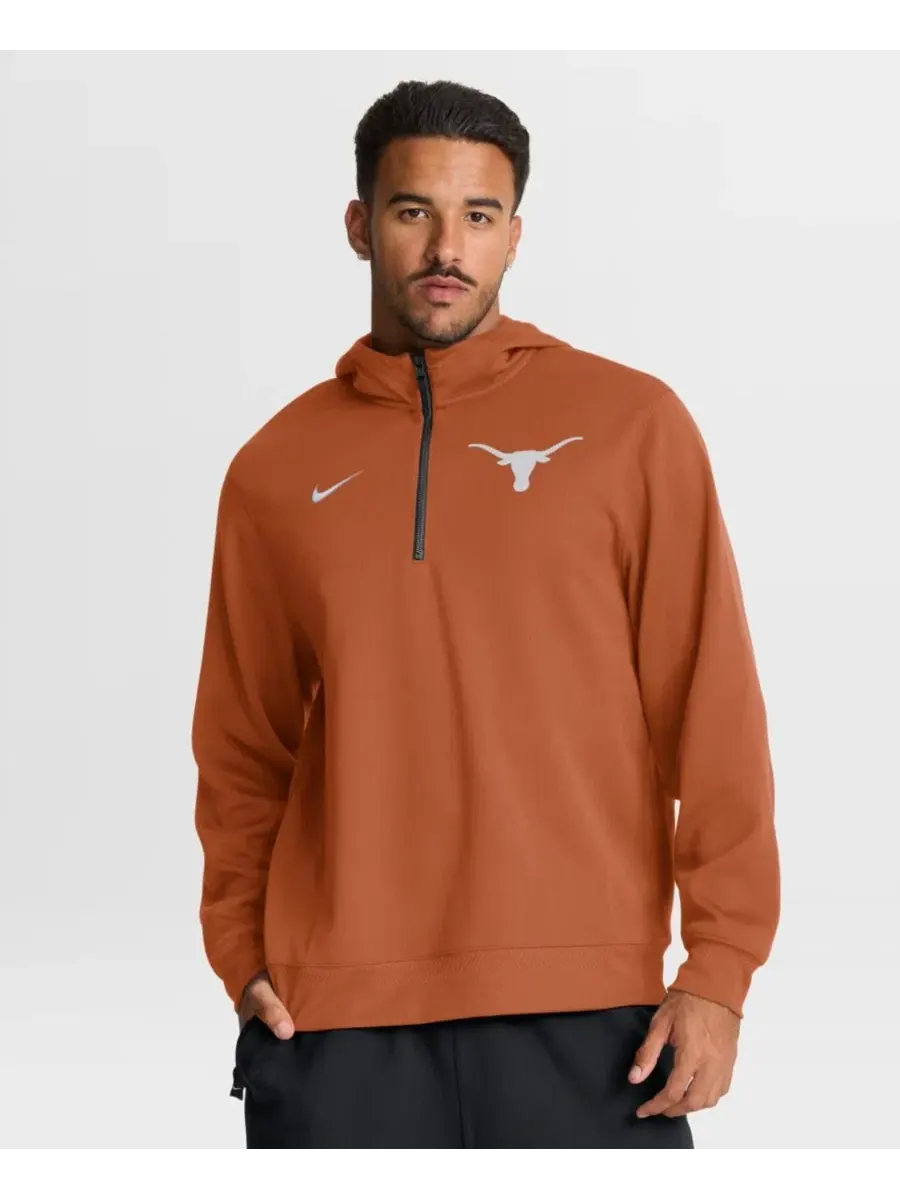 Худи с четверть-застежкой Nike Texas Longhorns Coaches Premium Dri-FIT — изображение 1 из 6, оранжевый