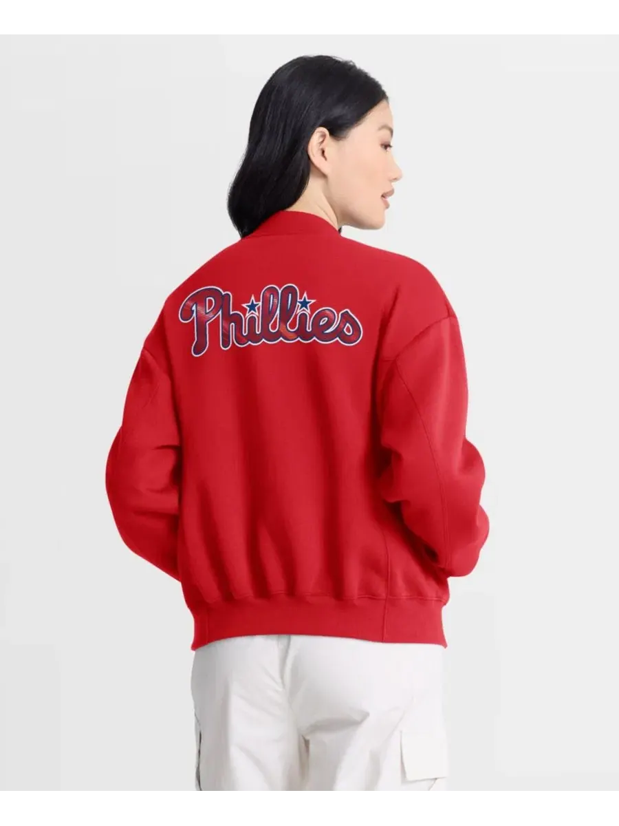 Женская флисовая куртка-бомбер с полноценной застежкой-молнией, Philadelphia Phillies Rage Against — изображение 3 из 4