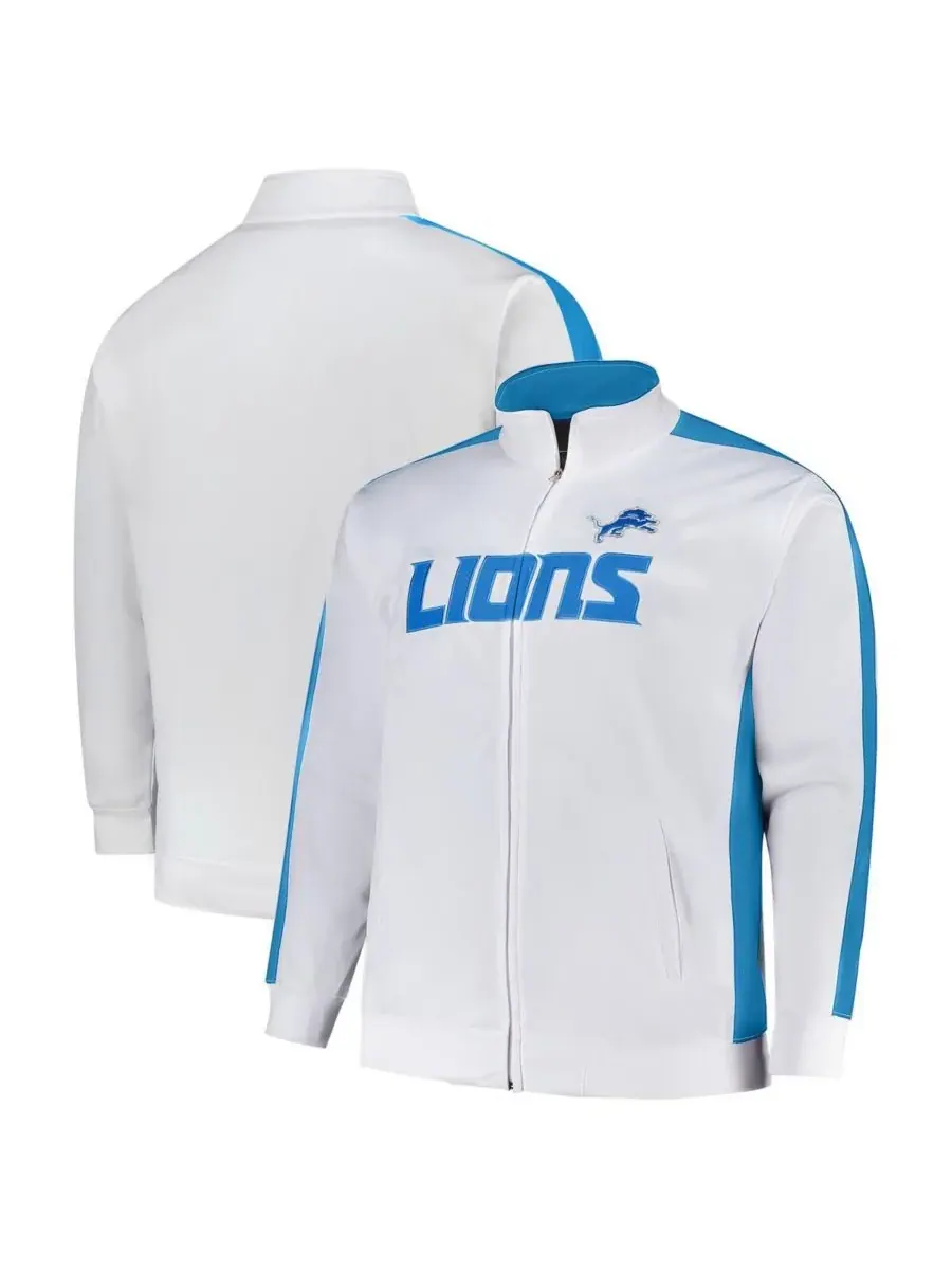 Fanatics Мужская белая спортивная куртка Detroit Lions большого размера на молнии из трикотажа — изображение 1 из 3, белый