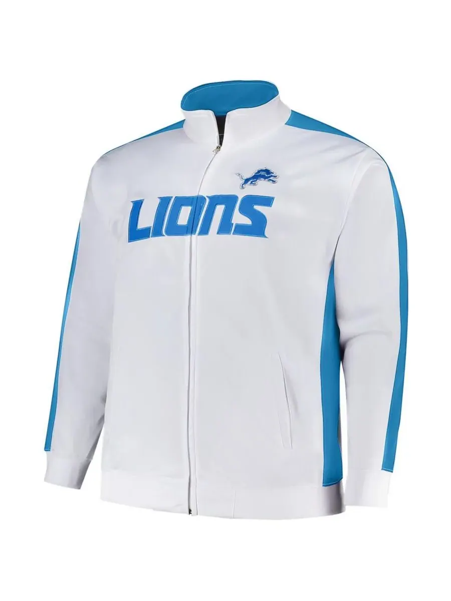 Fanatics Мужская белая спортивная куртка Detroit Lions большого размера на молнии из трикотажа — изображение 2 из 3, белый