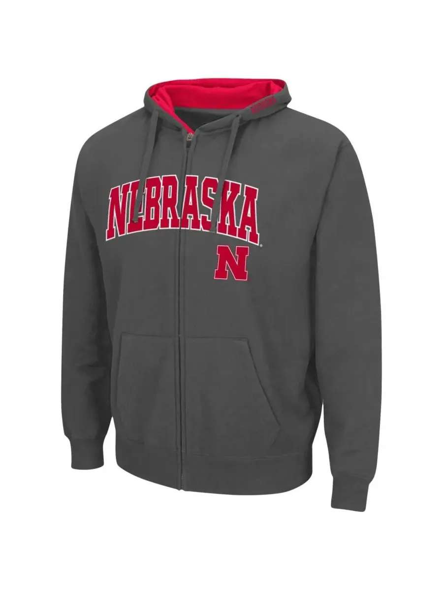 Colosseum Мужская толстовка на молнии цвета угольно-серого цвета с логотипом Nebraska Huskers Arch — изображение 3 из 3
