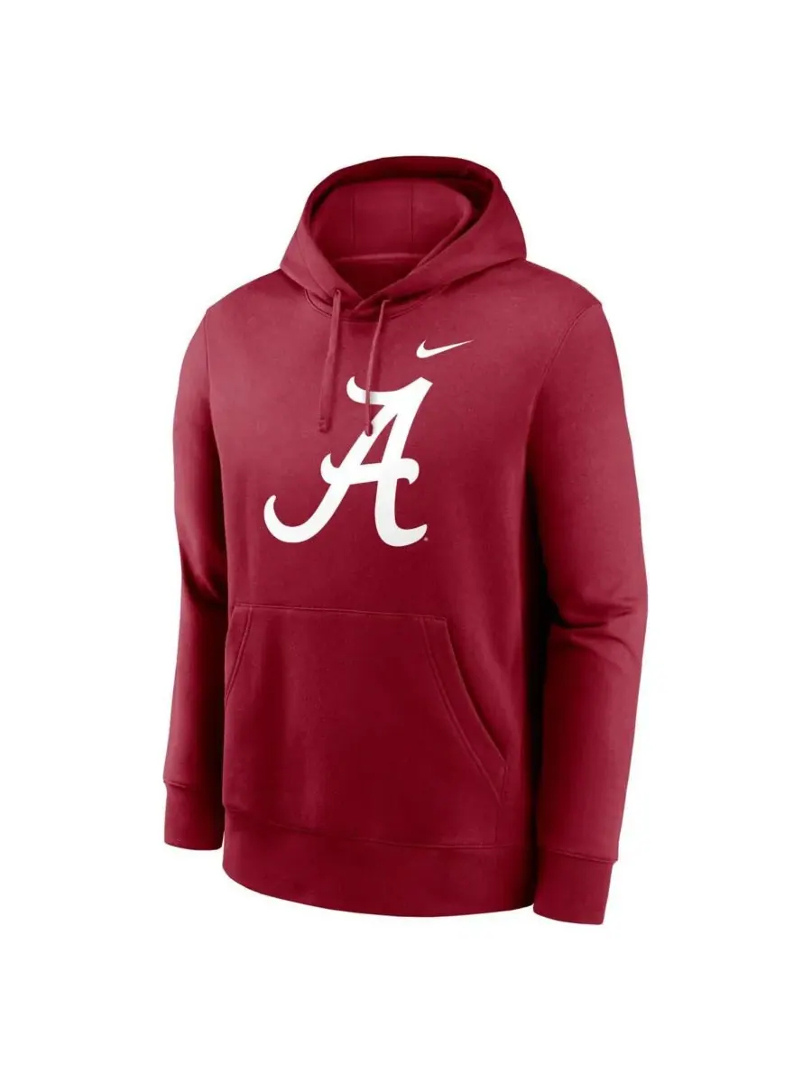 Nike Мужская флисовая толстовка с капюшоном Crimson Alabama Crimson Tide Primetime Evergreen Club — изображение 2 из 3