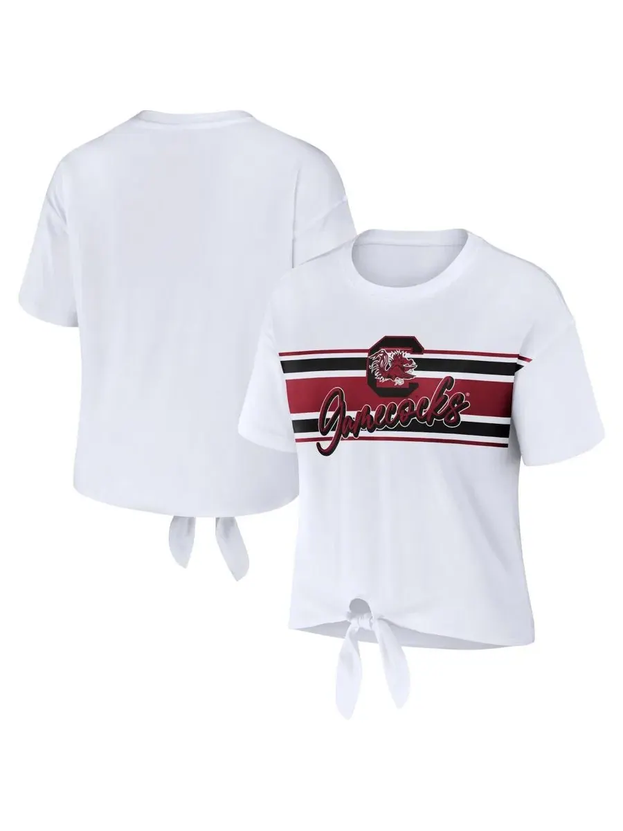 Футболка-кроп из 100% хлопка с принтом South Carolina Gamecocks WEAR by Erin Andrews — изображение 1 из 3, белый