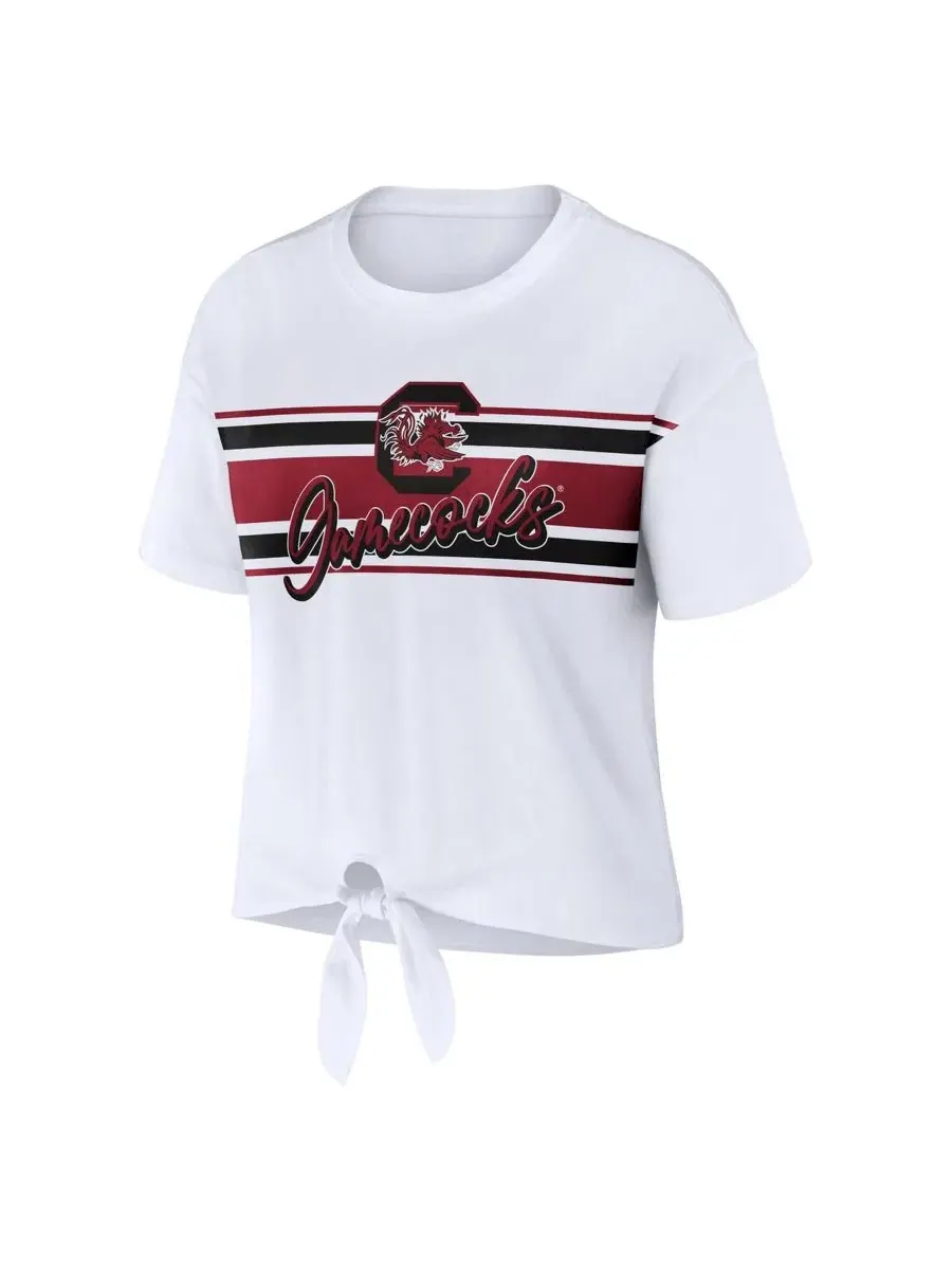 Футболка-кроп из 100% хлопка с принтом South Carolina Gamecocks WEAR by Erin Andrews — изображение 2 из 3, белый